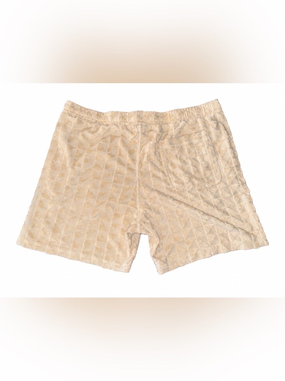 Marine Layer Men’s Large 6” Terry Shorts Natural Geo Geometric Palm Resort - Picture 2 of 6